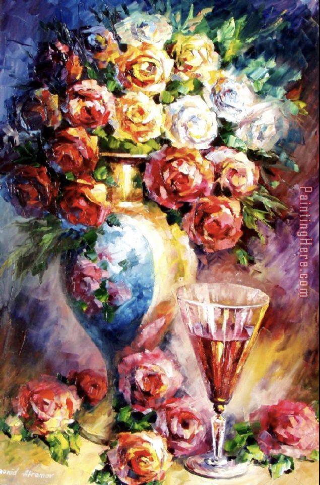 Fallet Roses painting - Leonid Afremov Fallet Roses art painting
